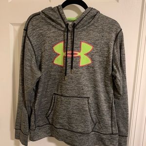 Under armour gray hoodie with neon logo